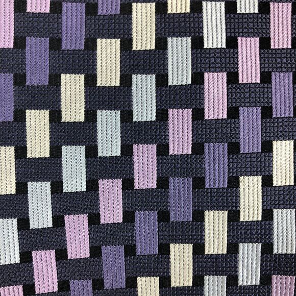Roberto Villini Couture 100% Silk Tie Purple Pink Geometric Squares Necktie - Picture 3 of 7